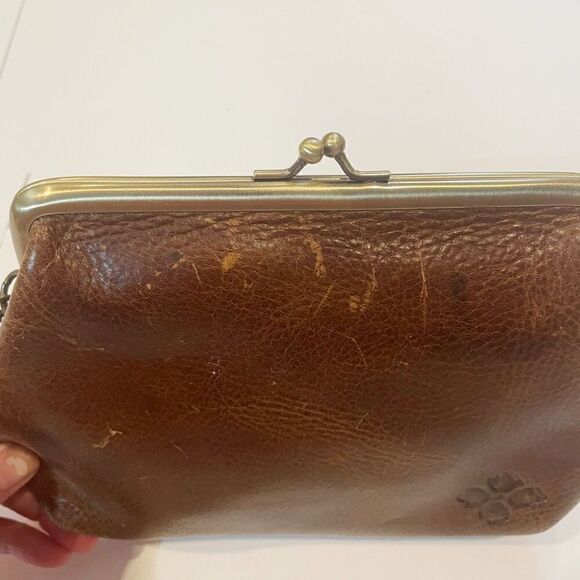 Patricia Nash Savena Brown Leather Kiss Lock Clutch Wristlet Wallet Bag - Picture 11 of 11